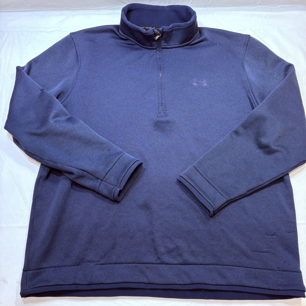 Under Armour Golf Mens XL Navy Blue 1/4 Zip Textured Pullover Sweatshirt 5434
